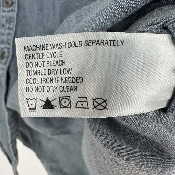 Orvis Shirt Womens Large Blue Denim Floral Embroidered Button Down Long Sleeve - Picture 9 of 12